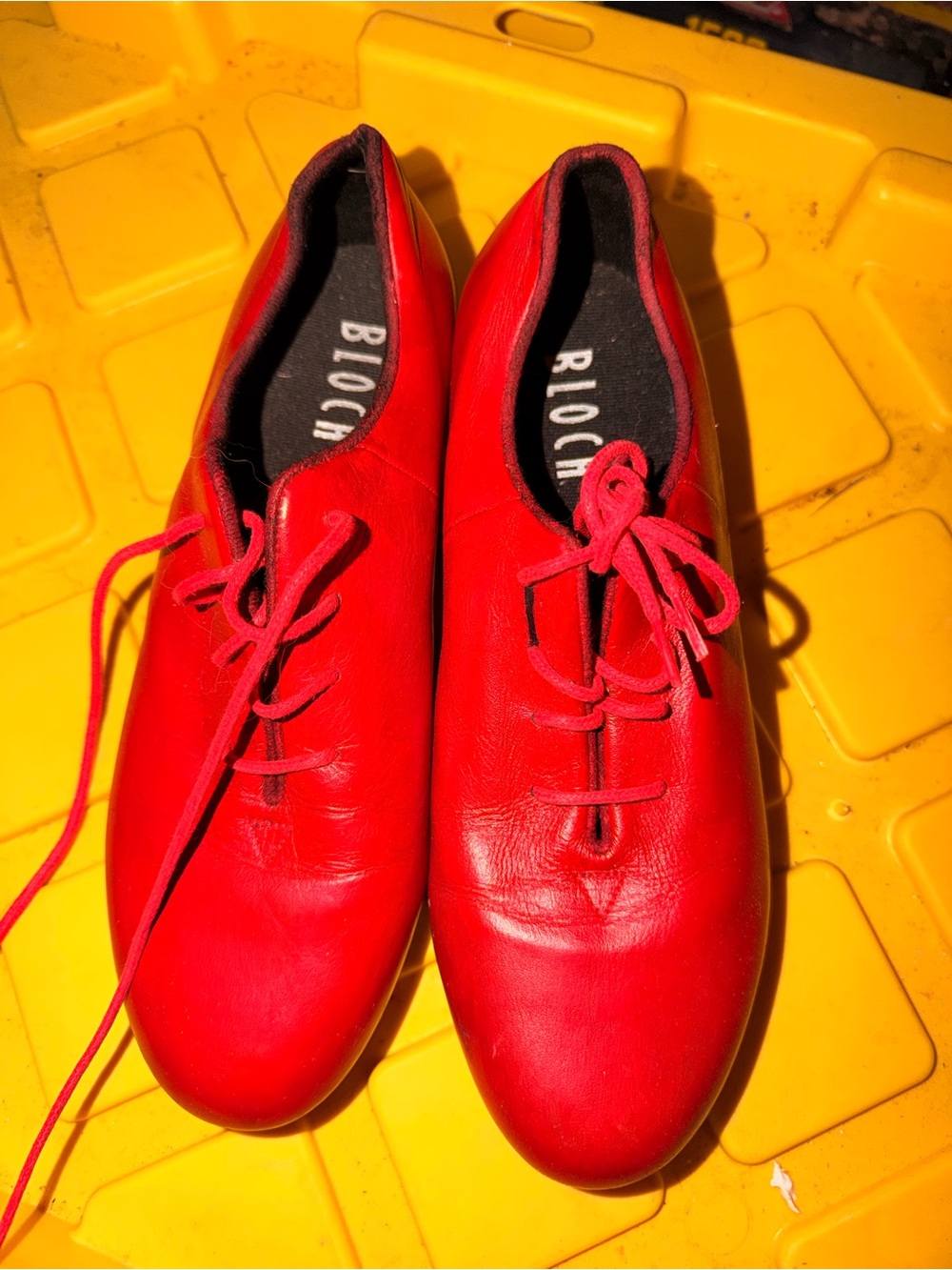 Red Leather Lace-Up womens Tap Shoes